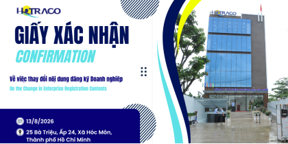 Giấy xác nhận Về việc thay đổi nội dung đăng ký Doanh nghiệp / Confirmation On the Change in Enterprise Registration Contents
